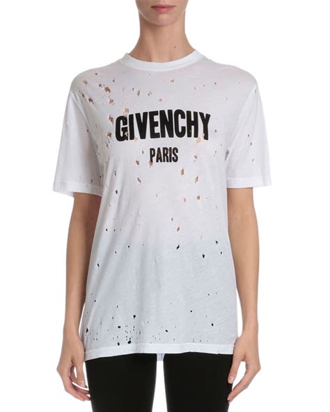 givenchy distressed t shirt white|Givenchy t shirt size chart.